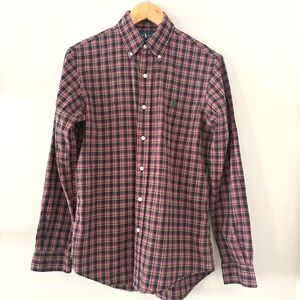 Ralph Lauren Custom‎ Fit Plaid Shirt S Green Pony Logo Button Down Casual